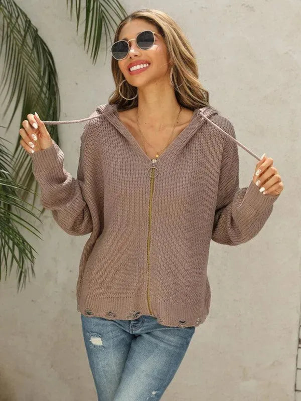 R&B | Hole Frauen Strickjacke Pullover