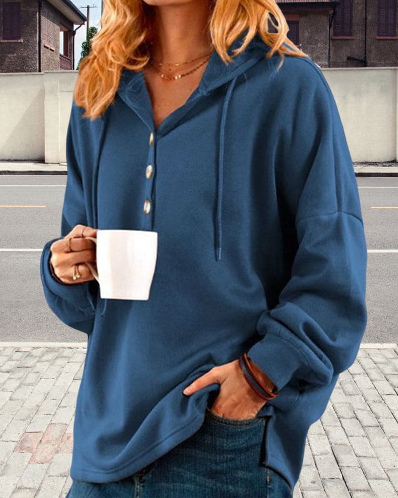 R&B | Hoodie mit Knopfverschluss