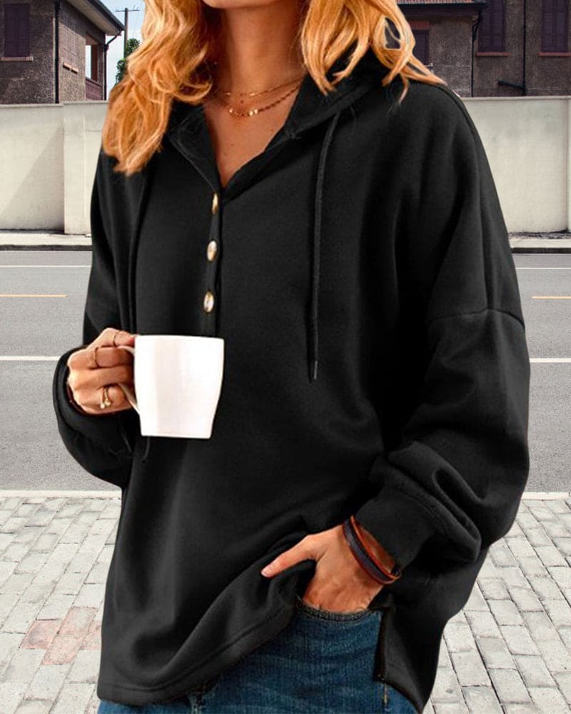 R&B | Hoodie mit Knopfverschluss