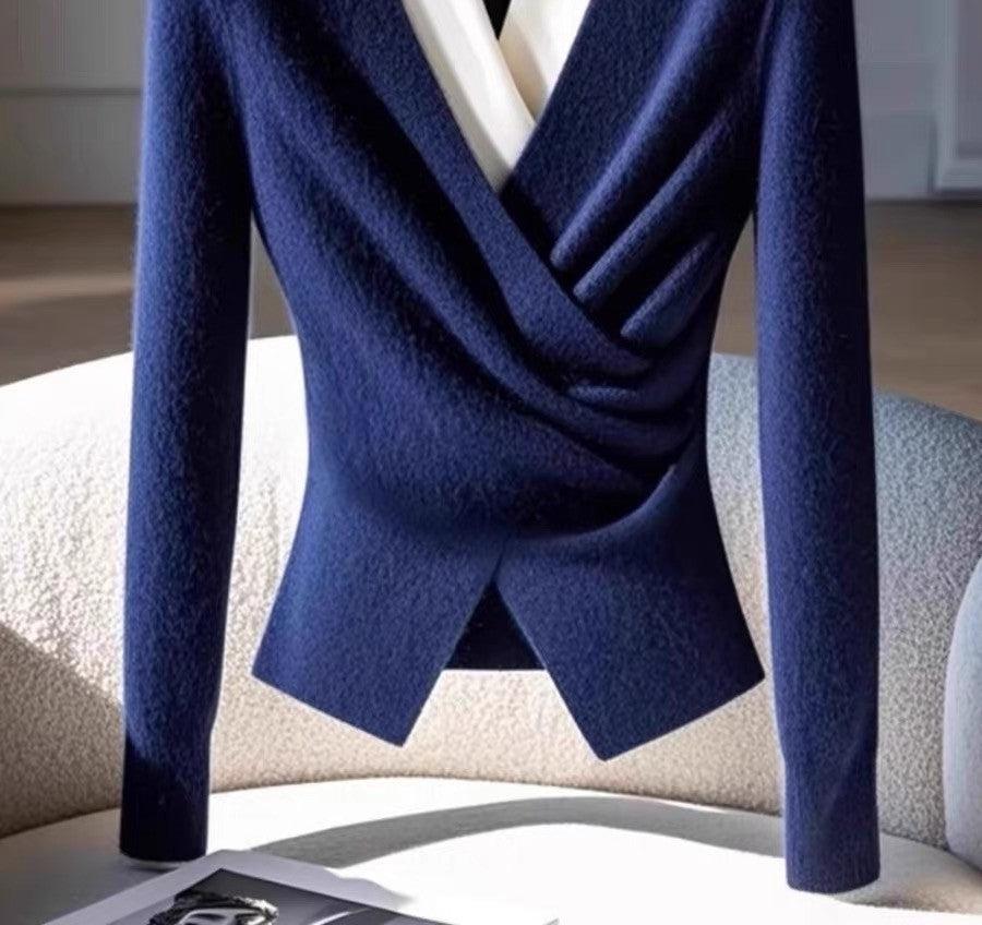 R&B | Bluse mit Drapierung Wollmischung Stilvoll und Sophisticated
