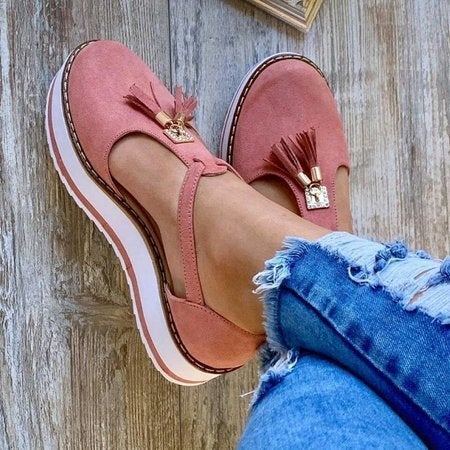 Quasten Loafer Sandalen R&B