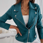 R&B | Jacke mit Bikerdetails Asymmetrischer Reißverschluss Strukturiert und Zeitlos
