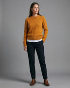 Oversize Damen Strickpullover Rundhals Weich Orange Winter Pullover