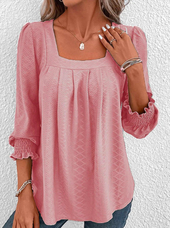 R&B | Baumwollbluse Mit Eckigem Ausschnitt