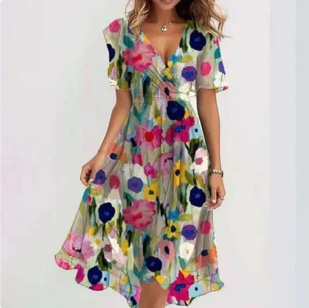R&B | Luftiges Chiffonkleid mit Blumenmuster
