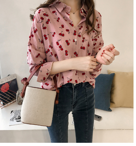 R&B Damenbluse Mit Kirschenprint