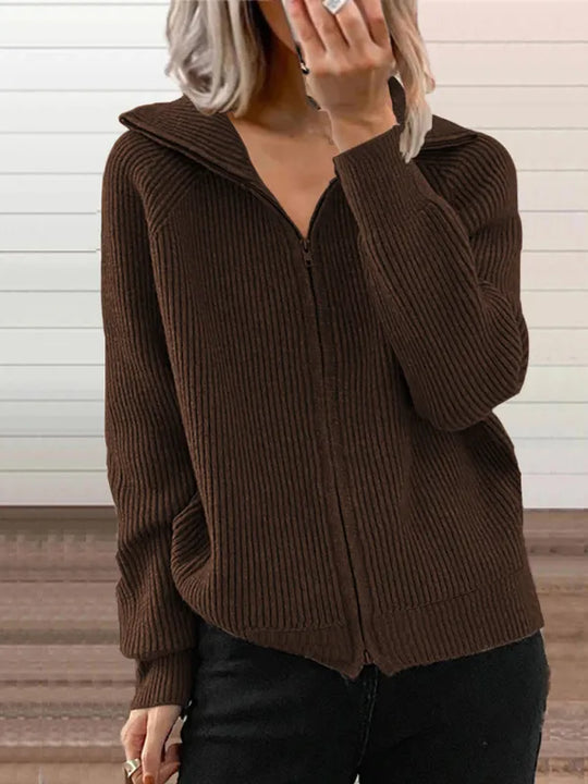 R&B | Rippstrick-cardigan mit Reißverschluss Weich und Stilvoll Perfekt für Schichten