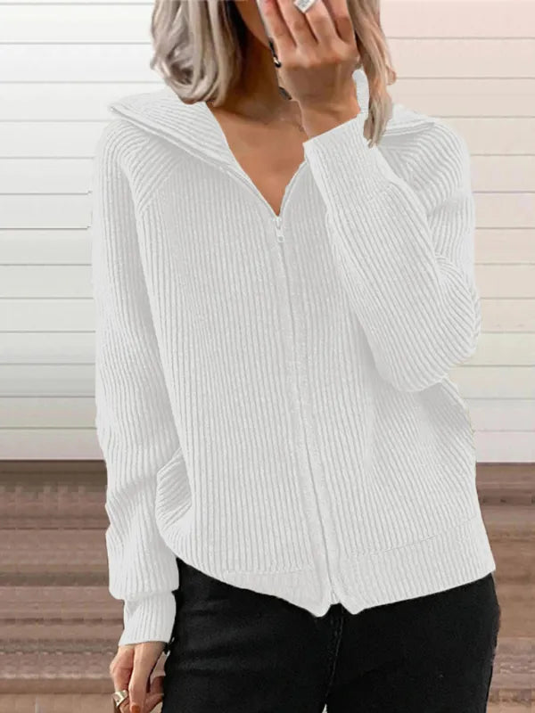 R&B | Rippstrick-cardigan mit Reißverschluss Weich und Stilvoll Perfekt für Schichten