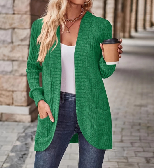 R&B | Cardigan - Damen Herbst Freizeit Fleece Strickjacke