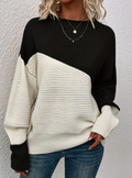 R&B | Pullover - Damen Herbst Zweifarbiger Strickpullover