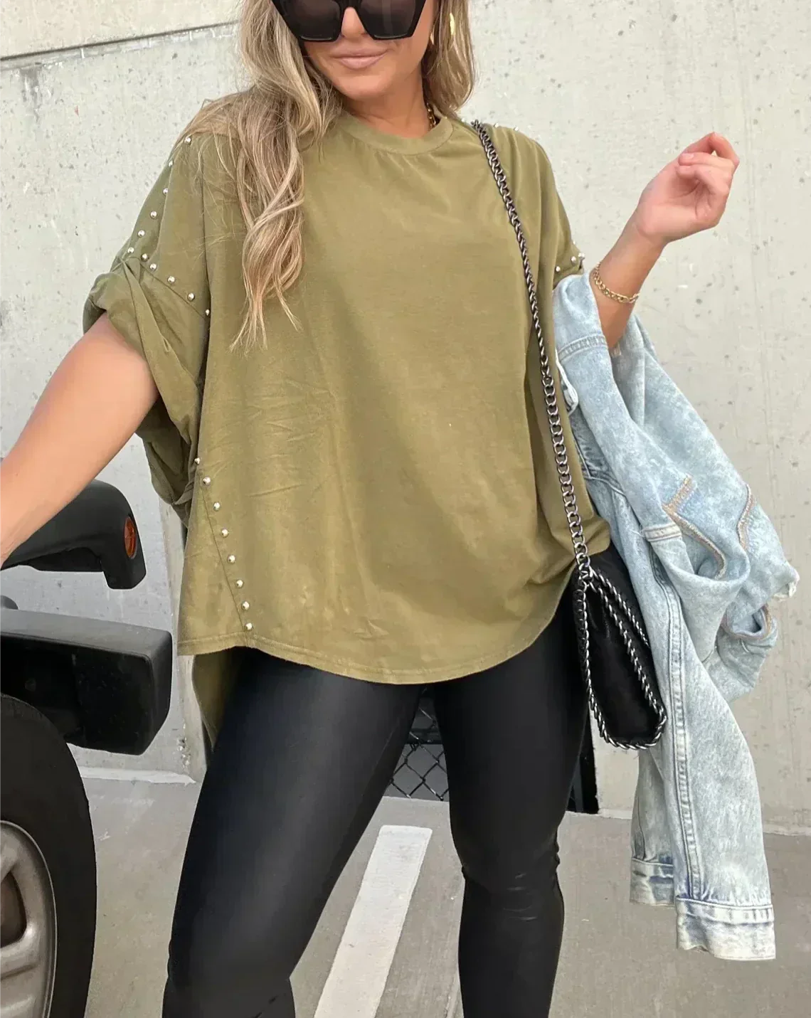 Heidi-Mode | Oversized Nieten T-Shirt