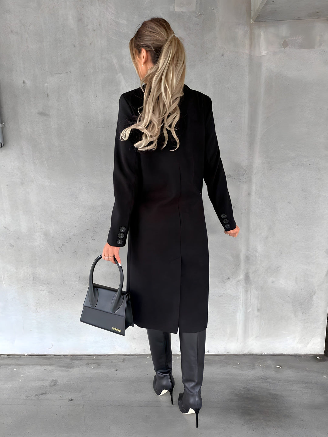 R&B | Mantel - Slim Fit - Wollmix - Doppelreiher - Lange Länge - Reverskragen