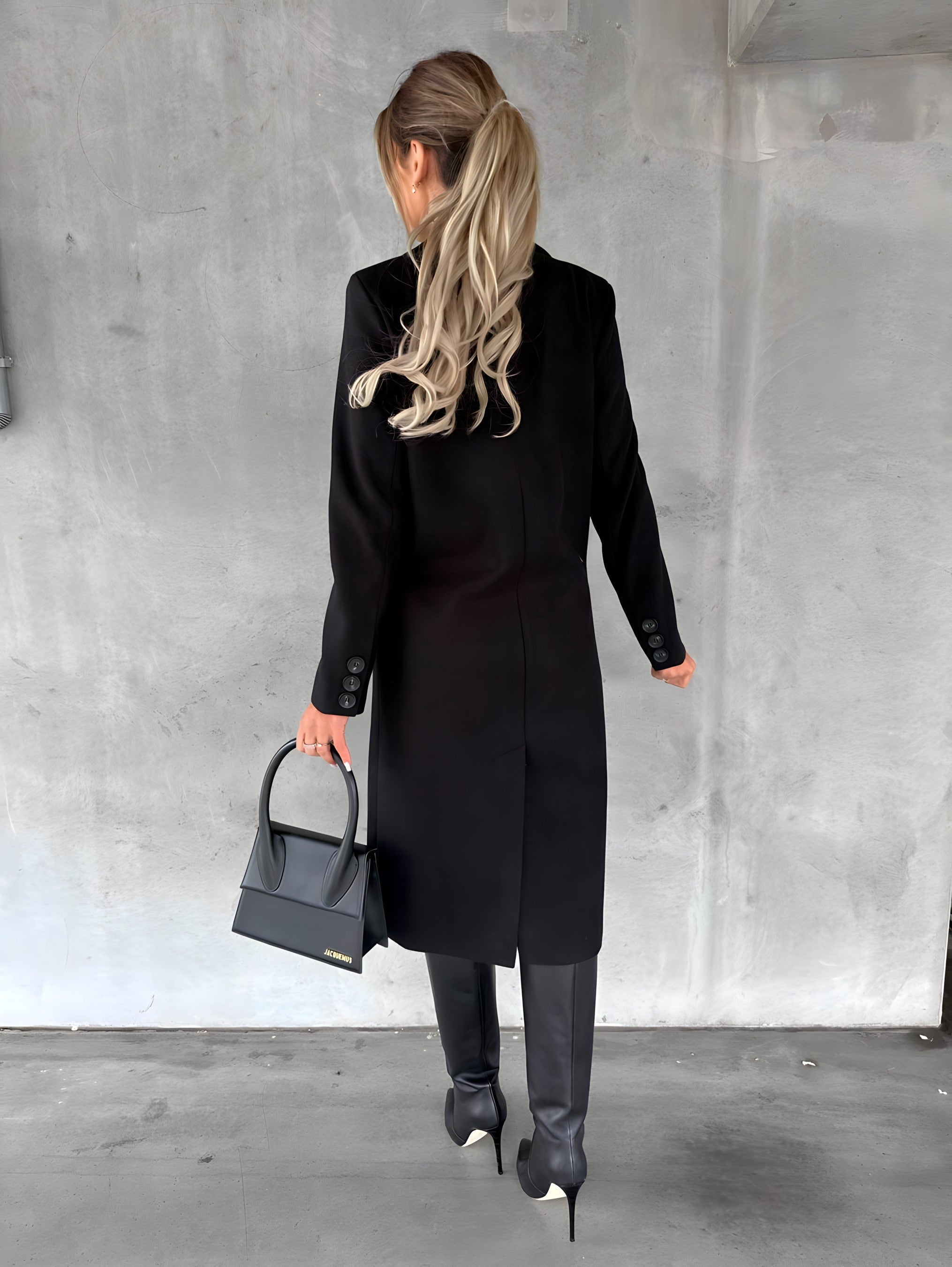 R&B | Mantel - Slim Fit - Wollmix - Doppelreiher - Lange Länge - Reverskragen