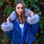 R&B | Jeansjacke mit Kunstfellkragen