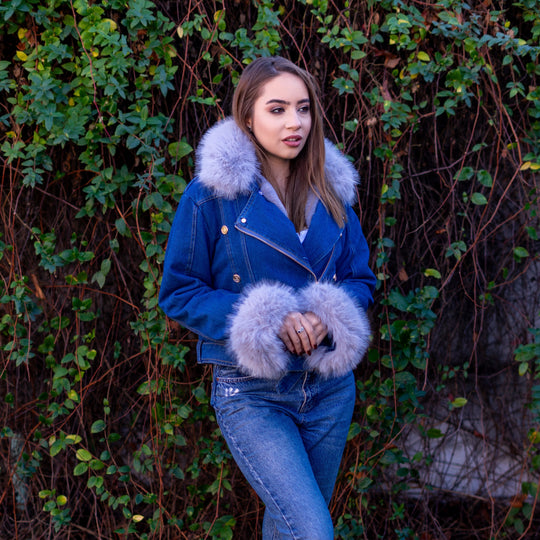 R&B | Jeansjacke mit Kunstfellkragen