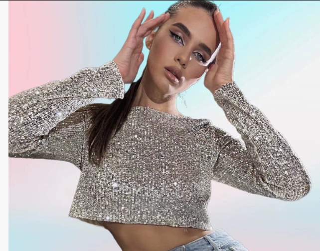 R&B | Elegantes Pailletten-Cropped-Top