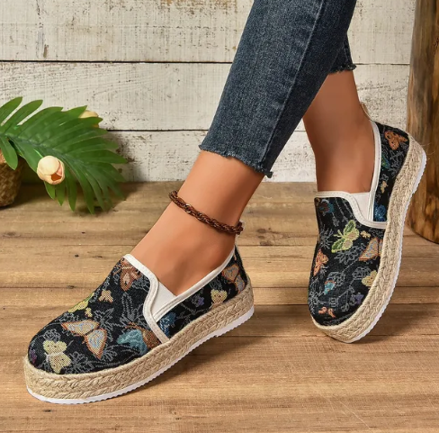 Plattform Espadrilles mit Floralprint – Fleur R&B