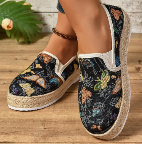Plattform Espadrilles mit Floralprint – Fleur R&B