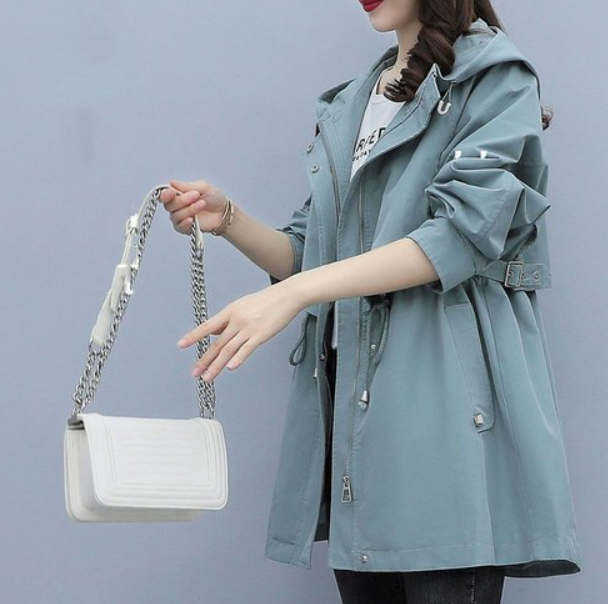 R&B | Langer Wasserdichter Trenchcoat für Damen Mit Kapuze