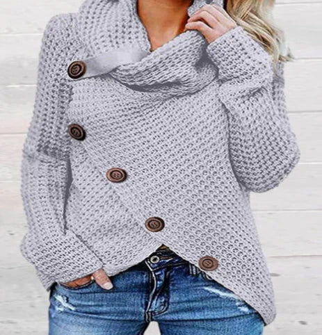 R&B | Gestrickte Wolle Lässige Passform Schalkragen Frontknöpfe