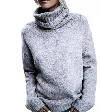 R&B | Bequemer Oversized Grauer Cashmere Rollkragenpullover Ideal für den Winter