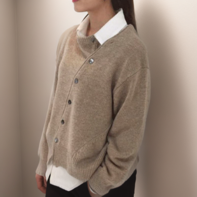 R&B | Strickjacke Wollmischung Asymmetrischer Verschluss Lockere Passform Elegant und Bequem