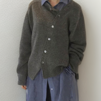 R&B | Strickjacke Wollmischung Asymmetrischer Verschluss Lockere Passform Elegant und Bequem