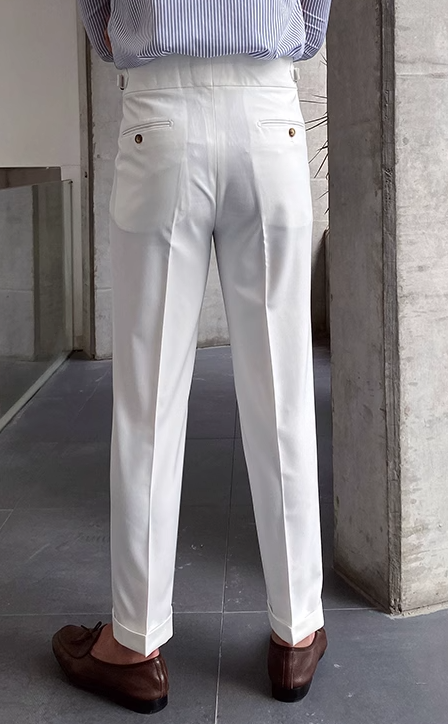 R&B - Klassische Faltenhose mit Gürtelschlaufen