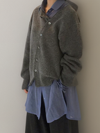 R&B | Strickjacke Wollmischung Asymmetrischer Verschluss Lockere Passform Elegant und Bequem