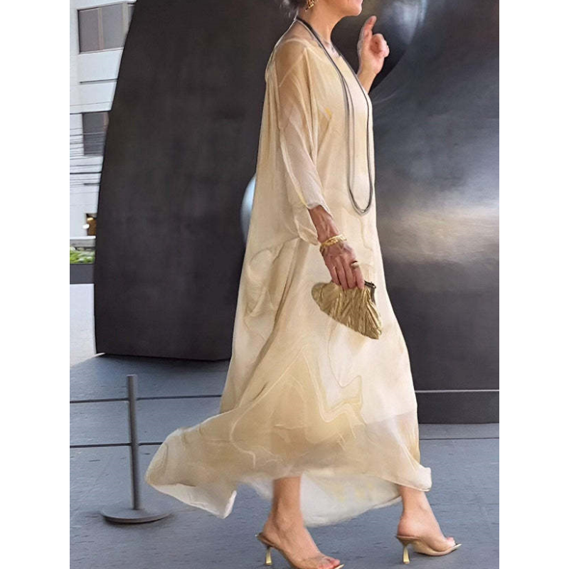 R&B | Chiffon-Kleid mit Marmorprint