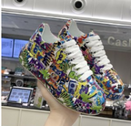 Damen Graffiti Druck Lage Turnschuhe