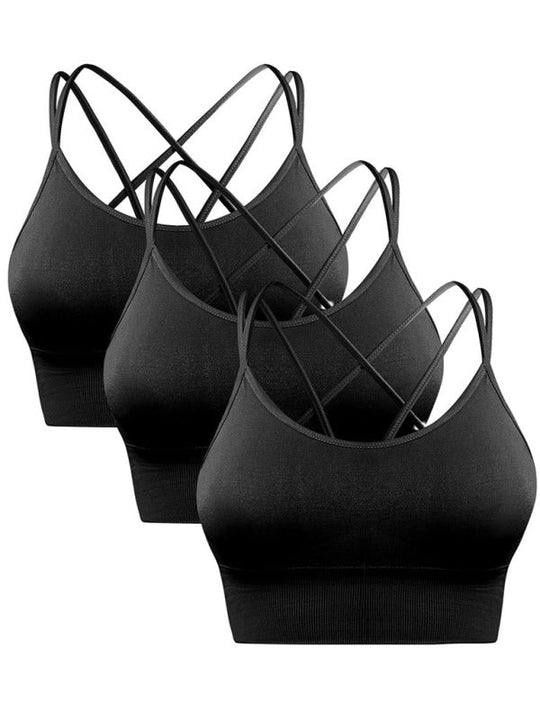 R&B | 3Er Pack Damen Sport Bh Gepolstert Crisscross Yoga Bh Nahtlos Mittel Impact Fitness Activewear