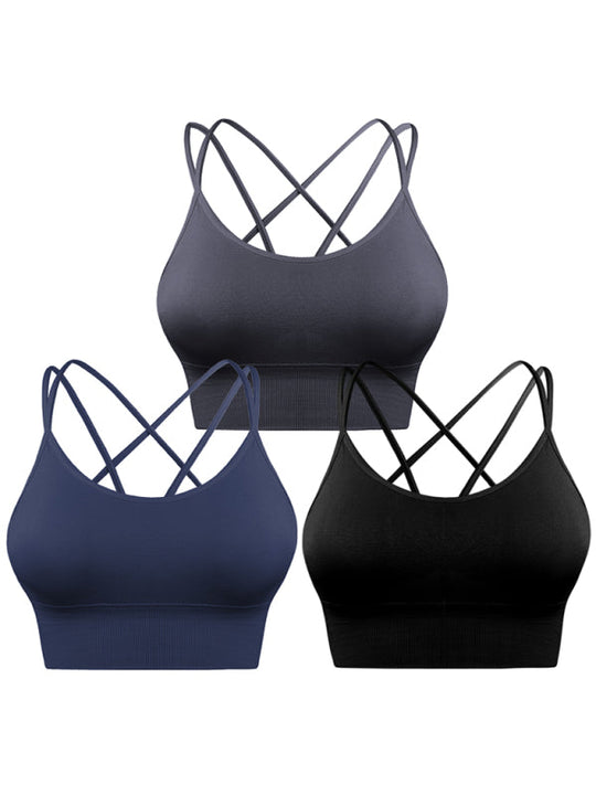 R&B | 3Er Pack Damen Sport Bh Gepolstert Crisscross Yoga Bh Nahtlos Mittel Impact Fitness Activewear