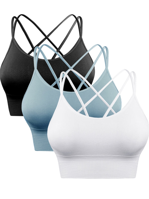 R&B | 3Er Pack Damen Sport Bh Gepolstert Crisscross Yoga Bh Nahtlos Mittel Impact Fitness Activewear