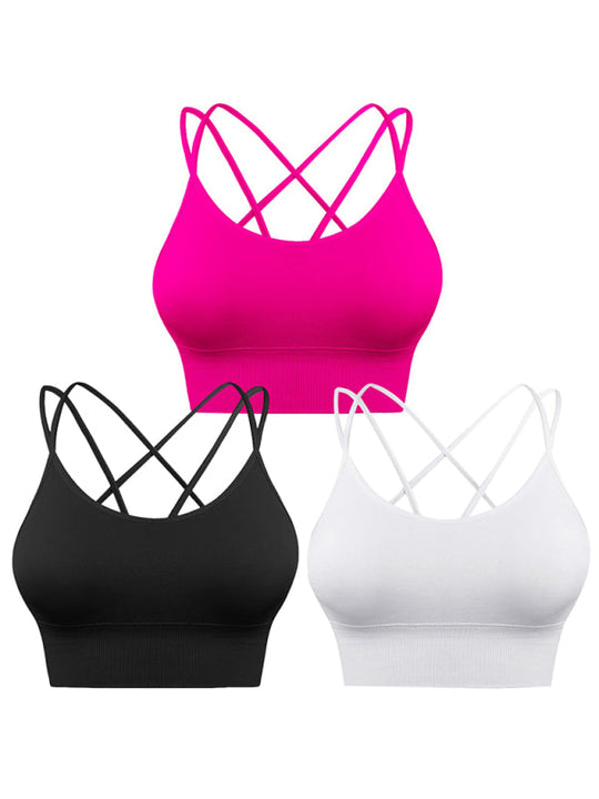 R&B | 3Er Pack Damen Sport Bh Gepolstert Crisscross Yoga Bh Nahtlos Mittel Impact Fitness Activewear
