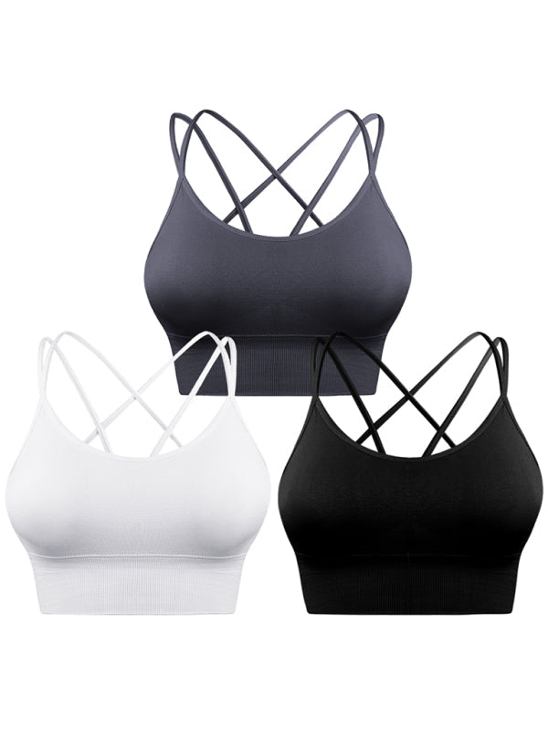 R&B | 3Er Pack Damen Sport Bh Gepolstert Crisscross Yoga Bh Nahtlos Mittel Impact Fitness Activewear