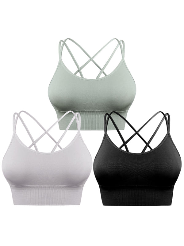 R&B | 3Er Pack Damen Sport Bh Gepolstert Crisscross Yoga Bh Nahtlos Mittel Impact Fitness Activewear