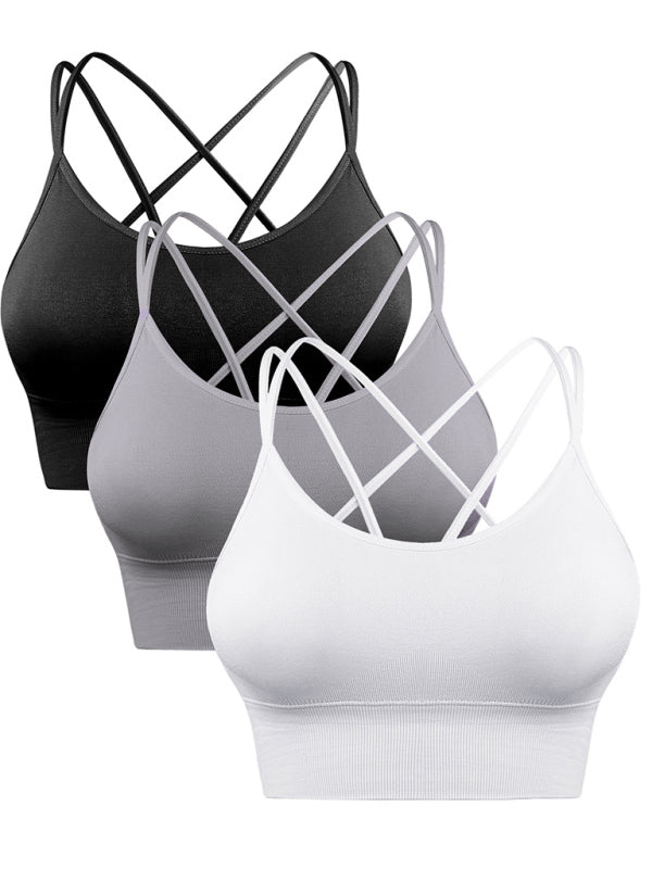 R&B | 3Er Pack Damen Sport Bh Gepolstert Crisscross Yoga Bh Nahtlos Mittel Impact Fitness Activewear
