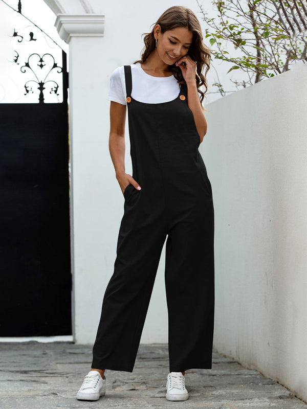 R&B | Damen Gewebte Retro Lässige Lange Latzhose
