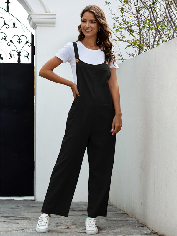 R&B | Damen Gewebte Retro Lässige Lange Latzhose