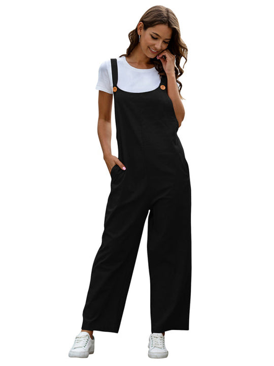 R&B | Damen Gewebte Retro Lässige Lange Latzhose