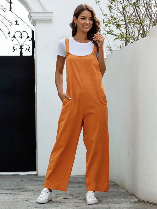 R&B | Damen Gewebte Retro Lässige Lange Latzhose
