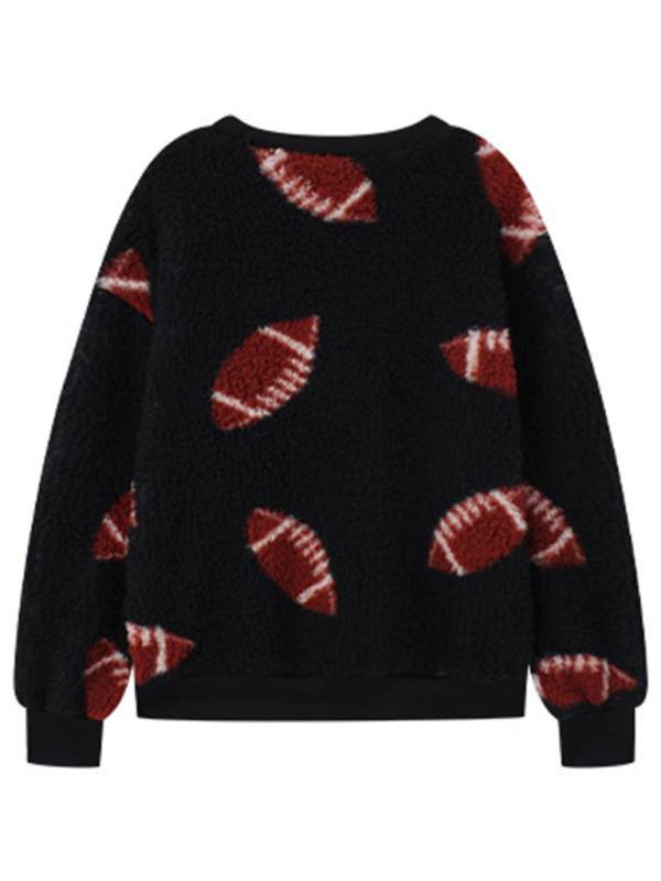 R&B| Modisch Locker Halloween Druck Plüsch Locker Pullover Sweatshirt