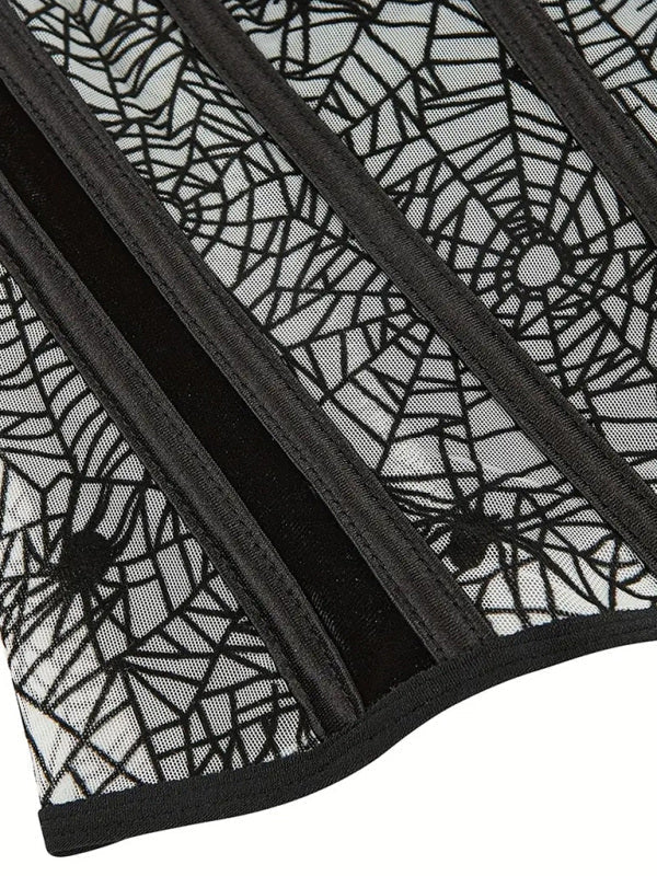 R&B| Halloween Bauchband Fischknochen Formende Taillenband Spider Flocking Bedrucktes Formendes Taillenband