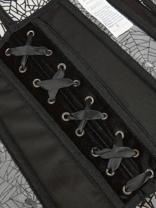 R&B| Halloween Bauchband Fischknochen Formende Taillenband Spider Flocking Bedrucktes Formendes Taillenband
