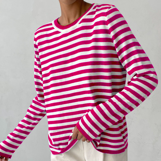 R&B | Elegantes Gestreiftes T-Shirt Leichter Stoff