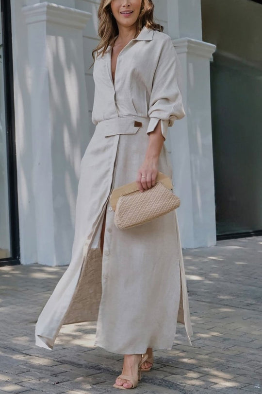 R&B | Klassisches Leinen-Maxi-Kleid