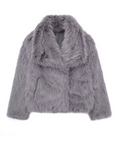 R&B | Graue Kunstfelljacke mit Oversize