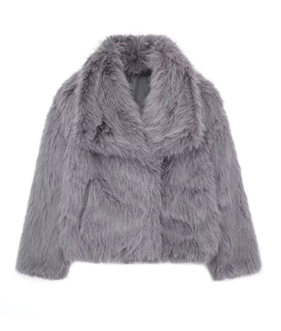 R&B | Übergröße Pelzjacke Schalkragen Kürzere Jacke