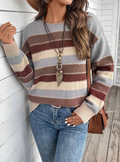 R&B | Pullover - Damen Herbst gestreifter Strickpullover